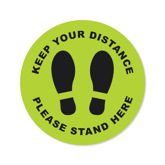 Covid-19 Floor Sticker Keep Your Distance 26cm Round Dark Apple Green 3pcs